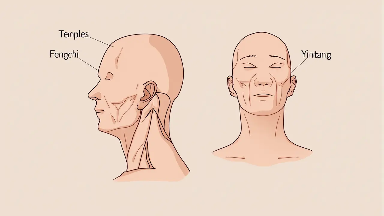Relieve tension headaches: gentle pressure on acupoints to ease discomfort