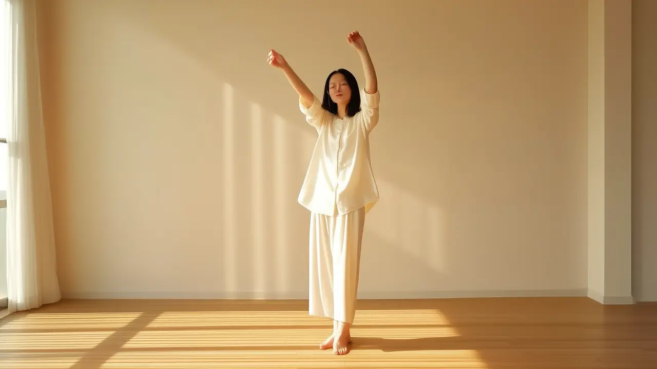 Einfache Qigong-Bewegung: Hände zum Himmel heben, den ganzen Körper entspannen und die Flexibilität erhöhen. - Artikel