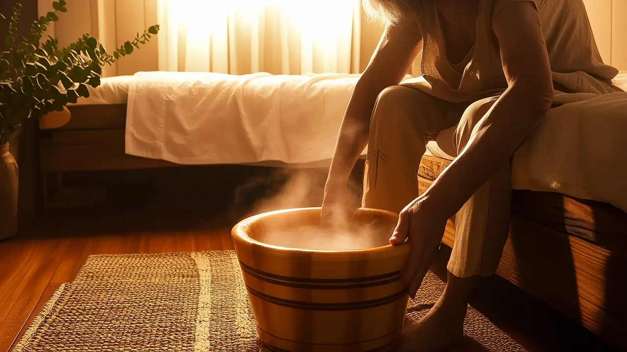 Soak your feet in warm water before bed and massage the Yongquan point to quietly dispel the fatigue of each day. - Daily Wellness Habits